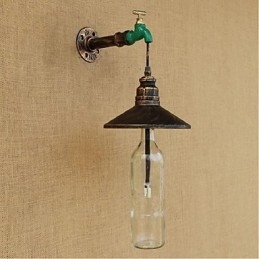 Applique da parete decorativa Edison retrò effetto tubo acqua bottiglia vino in ottone E27