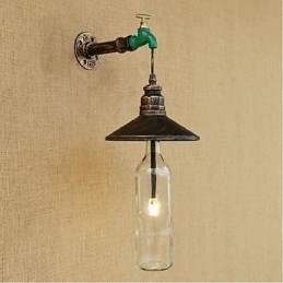Applique da parete decorativa Edison retrò effetto tubo acqua bottiglia vino in ottone E27
