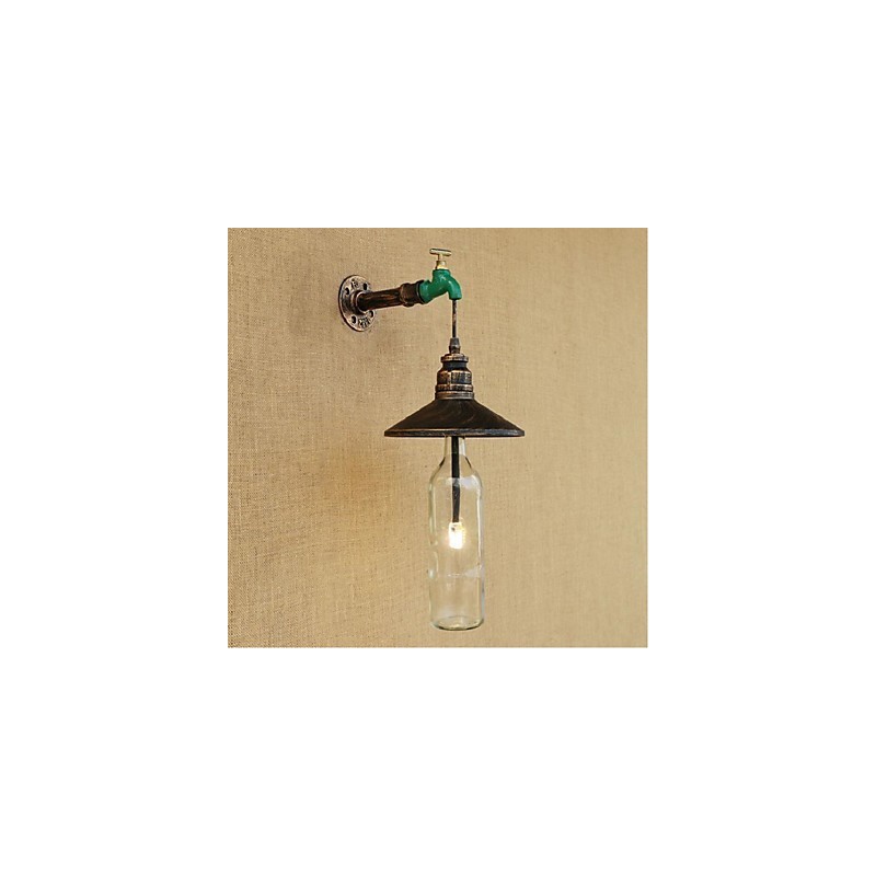 Applique da parete decorativa Edison retrò effetto tubo acqua bottiglia vino in ottone E27