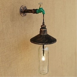 Applique da parete decorativa Edison retrò effetto tubo acqua bottiglia vino in ottone E27
