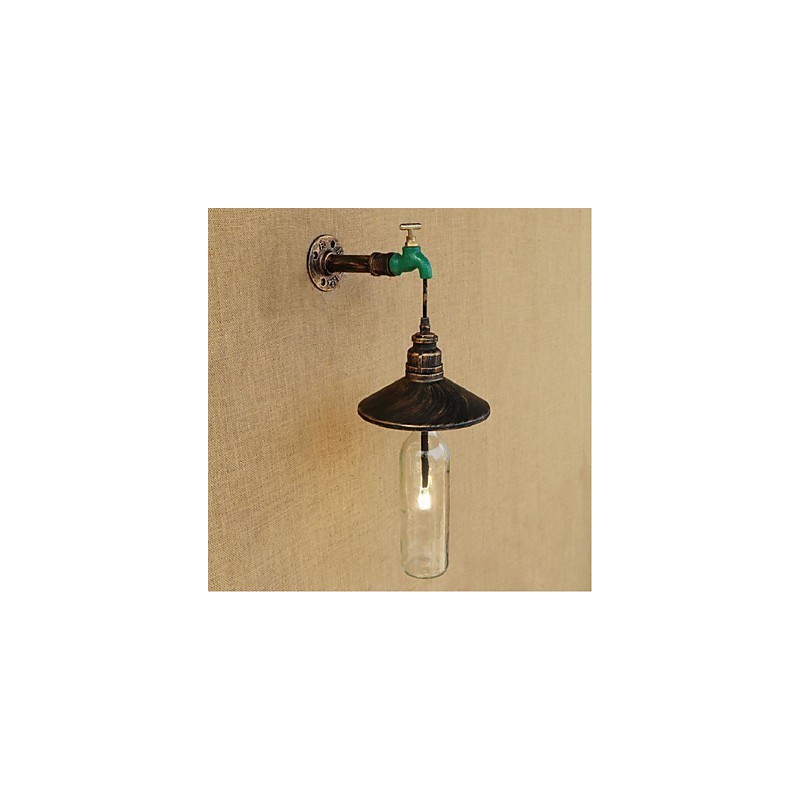 Applique da parete decorativa Edison retrò effetto tubo acqua bottiglia vino in ottone E27