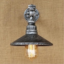Applique da parete rustica Lodge in metallo argento con luce ambientale E27 40 W