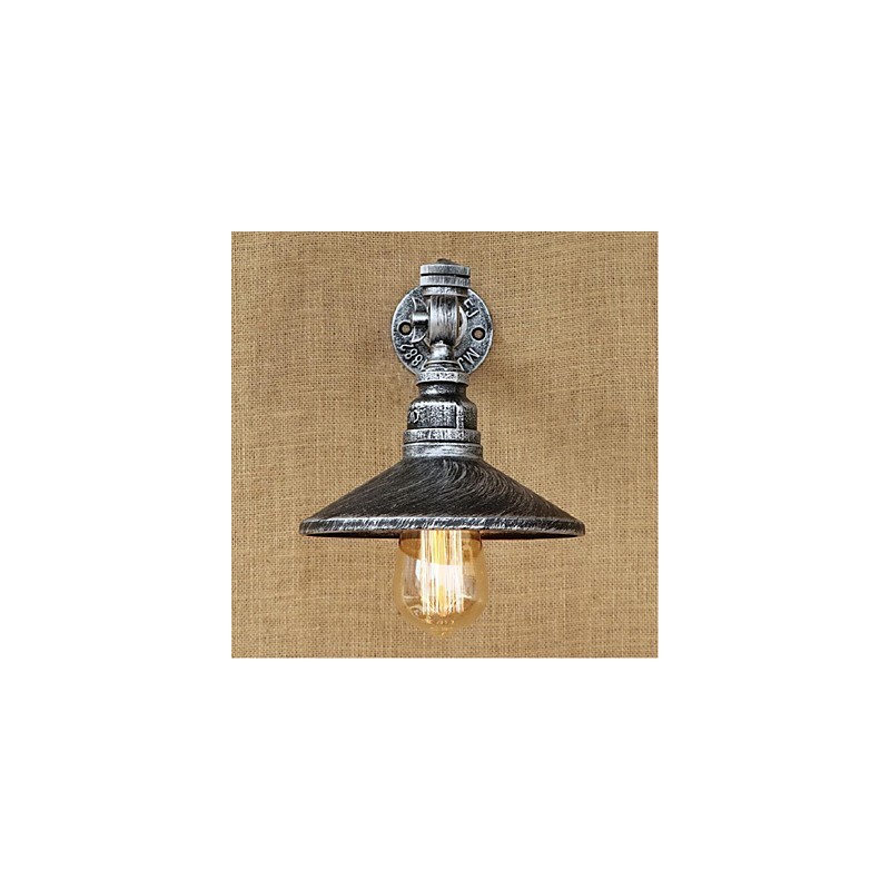 Applique da parete rustica Lodge in metallo argento con luce ambientale E27 40 W