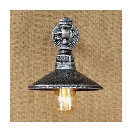 Applique da parete rustica Lodge in metallo argento con luce ambientale E27 40 W