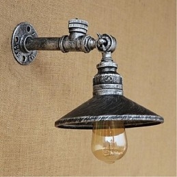 Applique da parete rustica Lodge in metallo argento con luce ambientale E27 40 W