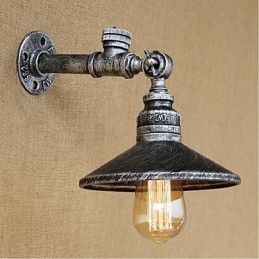 Applique da parete rustica Lodge in metallo argento con luce ambientale E27 40 W