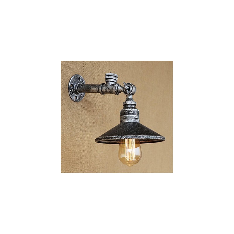 Applique da parete rustica Lodge in metallo argento con luce ambientale E27 40 W