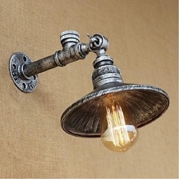 Applique da parete rustica Lodge in metallo argento con luce ambientale E27 40 W