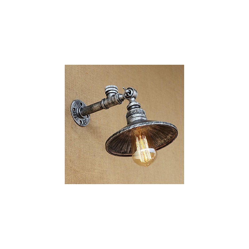 Applique da parete rustica Lodge in metallo argento con luce ambientale E27 40 W