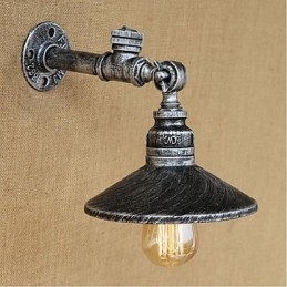 Applique da parete rustica Lodge in metallo argento con luce ambientale E27 40 W