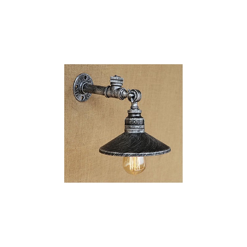 Applique da parete rustica Lodge in metallo argento con luce ambientale E27 40 W
