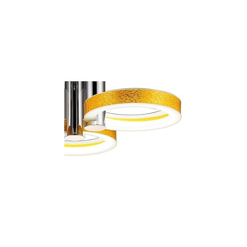 Lampadario a filo LED integrato 4 luci in metallo cromato e acrilico oro