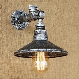 Applique da parete rustica Lodge in metallo argento con luce ambientale E27 40 W