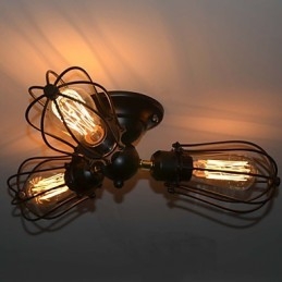 Plafoniera a filo tradizionale classica vintage mini in metallo dipinto nera 3 lampadine E26/E27
