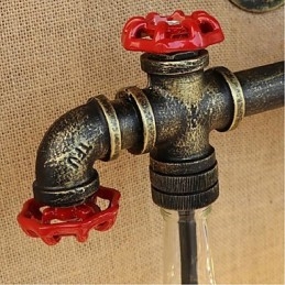 Applique da parete retrò industriale con interruttore, 3 lampadine E27, vetro e metallo