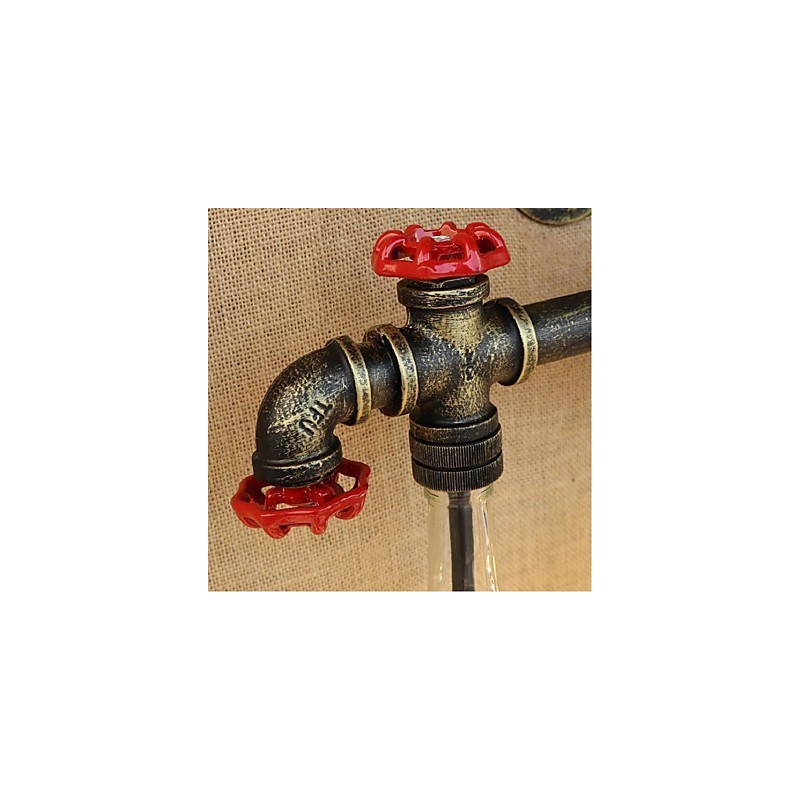 Applique da parete retrò industriale con interruttore, 3 lampadine E27, vetro e metallo