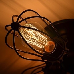 Plafoniera a filo tradizionale classica vintage mini in metallo dipinto nera 3 lampadine E26/E27