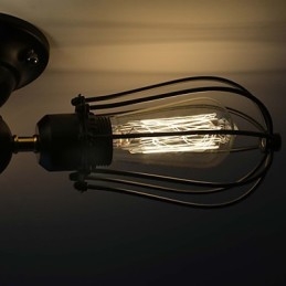 Plafoniera a filo tradizionale classica vintage mini in metallo dipinto nera 3 lampadine E26/E27