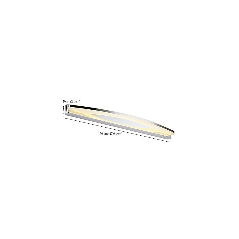 Applique da bagno moderna cromata con LED integrato 15 W 70 cm