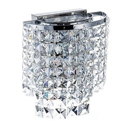 Applique da parete moderna in cristallo cromata, downlight