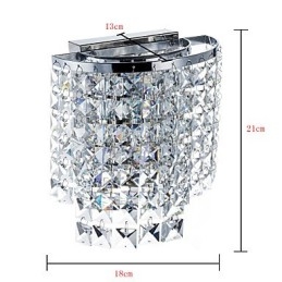 Applique da parete moderna in cristallo cromata, downlight