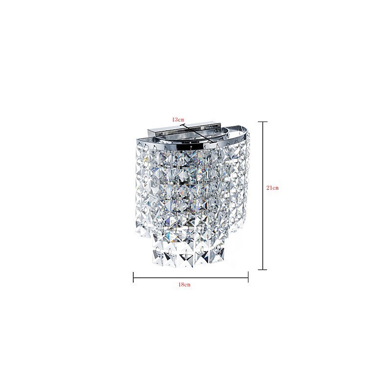 Applique da parete moderna in cristallo cromata, downlight