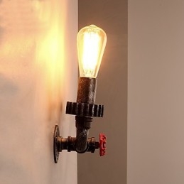 Applique da parete vintage industriale 2 teste in metallo per ristorante, caffetteria e bar