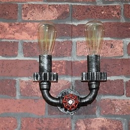 Applique da parete vintage industriale 2 teste in metallo per ristorante, caffetteria e bar