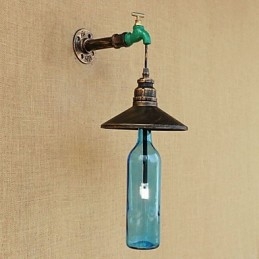 Applique da parete retrò in tubo di ferro bronzo con vetro 19 cm