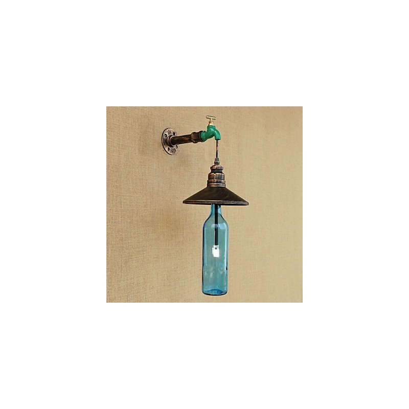 Applique da parete retrò in tubo di ferro bronzo con vetro 19 cm