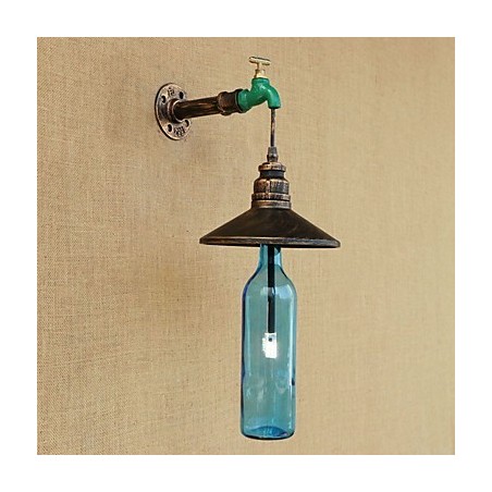 Applique da parete retrò in tubo di ferro bronzo con vetro 19 cm