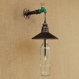 Applique da parete retrò in tubo di ferro bronzo con vetro 19 cm