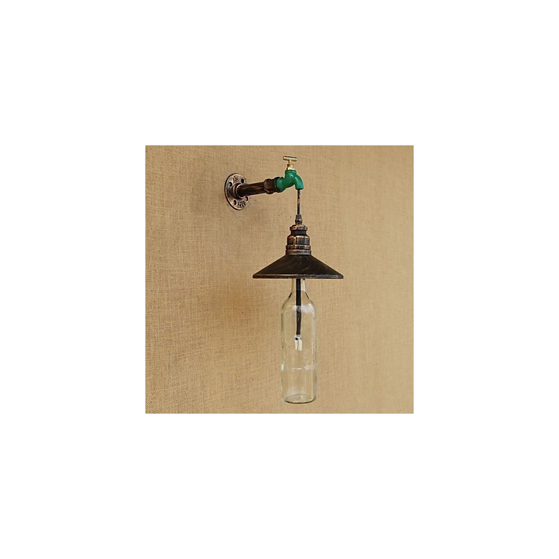 Applique da parete retrò in tubo di ferro bronzo con vetro 19 cm