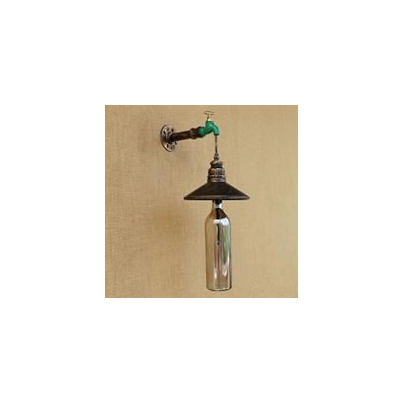 Applique da parete retrò in tubo di ferro bronzo con vetro 19 cm