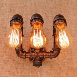 Applique da parete rustica stile country con luce ambientale, 3 lampadine E27, 23 cm