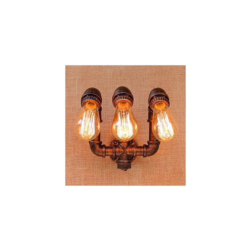Applique da parete rustica stile country con luce ambientale, 3 lampadine E27, 23 cm