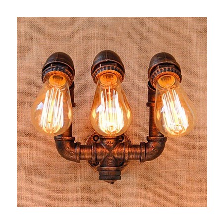 Applique da parete rustica stile country con luce ambientale, 3 lampadine E27, 23 cm