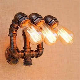 Applique da parete rustica stile country con luce ambientale, 3 lampadine E27, 23 cm