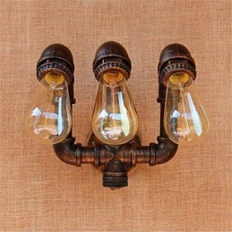 Applique da parete rustica stile country con luce ambientale, 3 lampadine E27, 23 cm