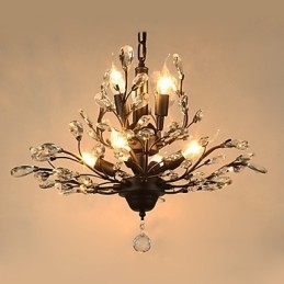 Lampadario vintage in cristallo e metallo verniciato a 8 luci nero o oro