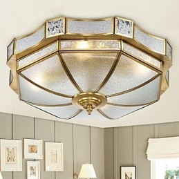 Plafoniera moderna in rame decorativa stile retrò a montaggio a filo 4 luci E26/E27