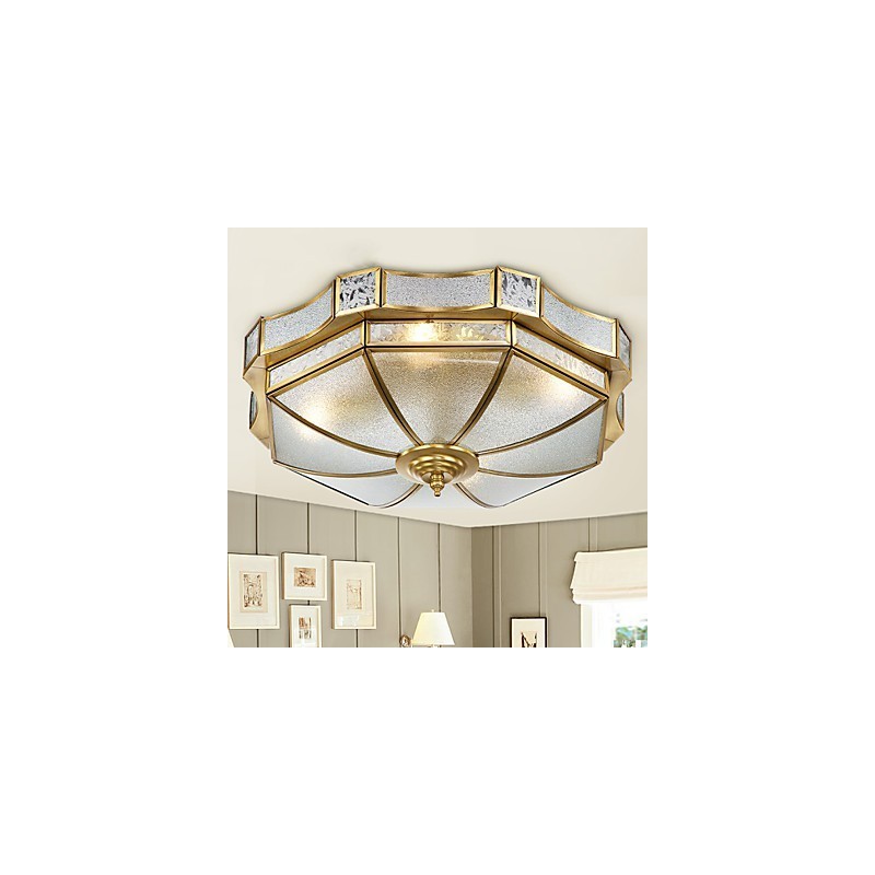 Plafoniera moderna in rame decorativa stile retrò a montaggio a filo 4 luci E26/E27