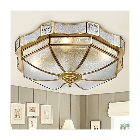 Plafoniera moderna in rame decorativa stile retrò a montaggio a filo 4 luci E26/E27