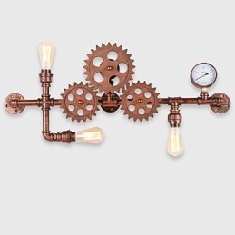 Applique da parete vintage industriale a tubo, forma di elmo in legno, luci girevoli creative