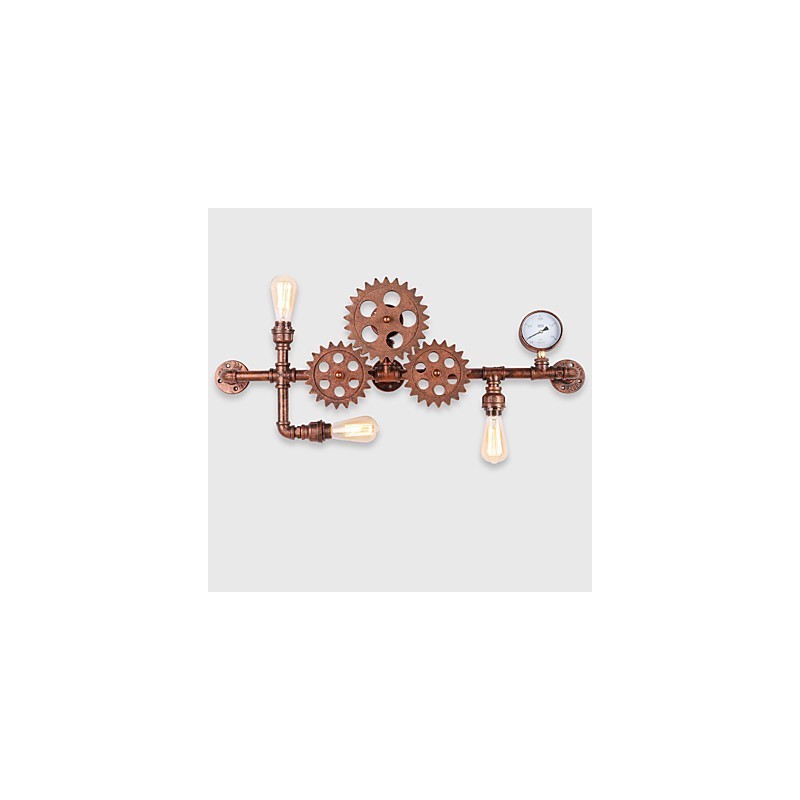 Applique da parete vintage industriale a tubo, forma di elmo in legno, luci girevoli creative