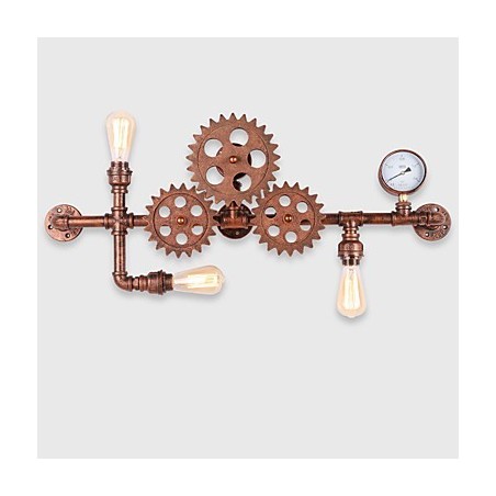 Applique da parete vintage industriale a tubo, forma di elmo in legno, luci girevoli creative