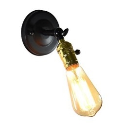 Applique da parete in ferro nero retrò testa singola stile europeo E27 con lampadina