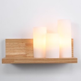 Applique da parete in legno/bambù stile country 3 luci E27/E26