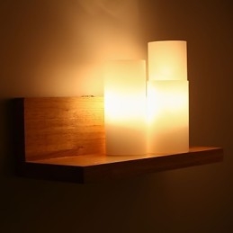 Applique da parete in legno/bambù stile country 3 luci E27/E26