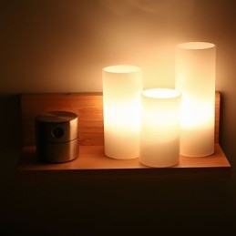 Applique da parete in legno/bambù stile country 3 luci E27/E26